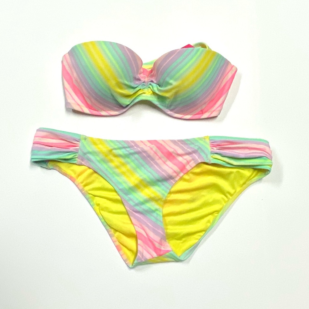 Victoria’s Secret Rainbow Stripe Bikini 34B top Small bottoms